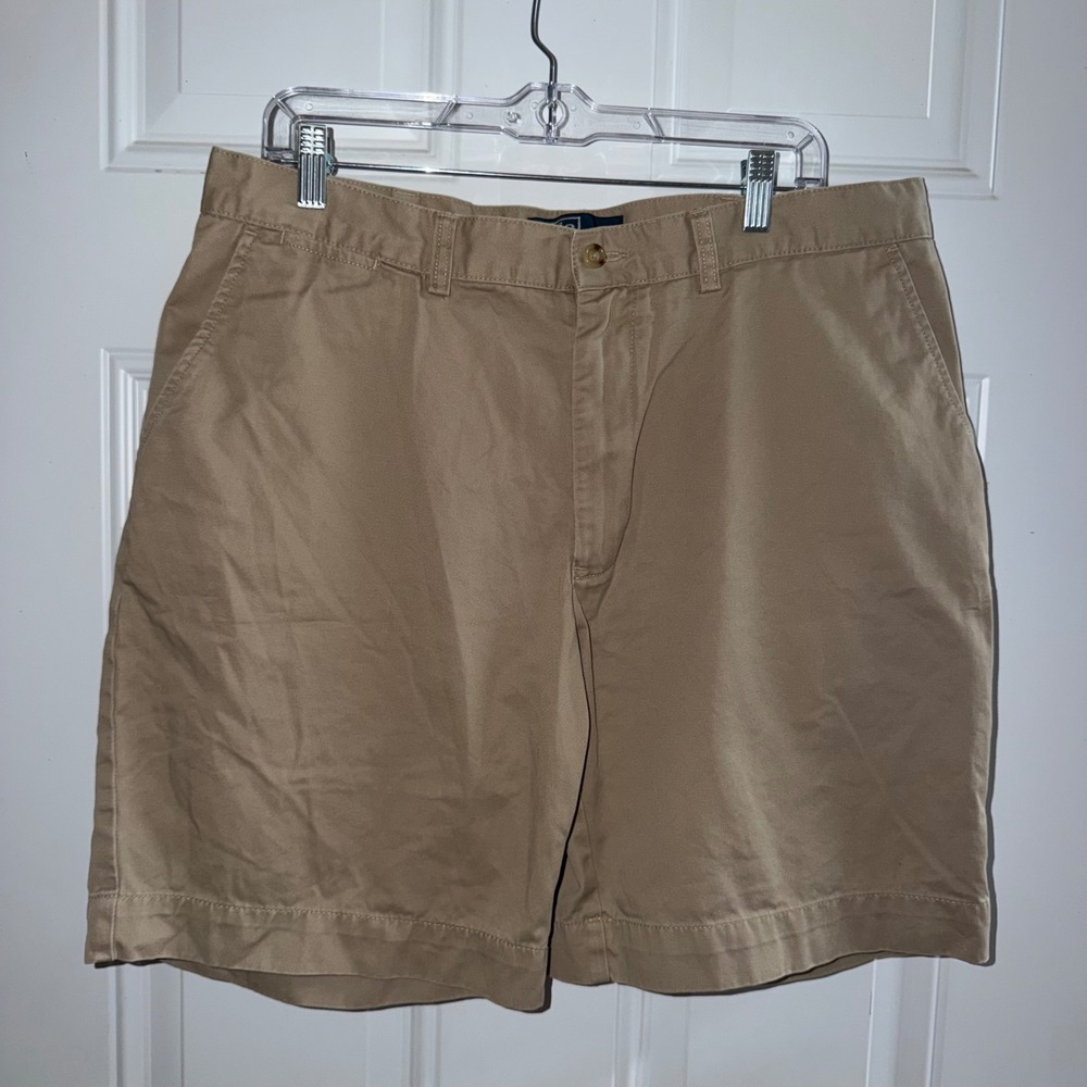 Vtg Polo Ralph Lauren Mens Prospect Short Khaki Cotton Chino Size 36 Flat Front